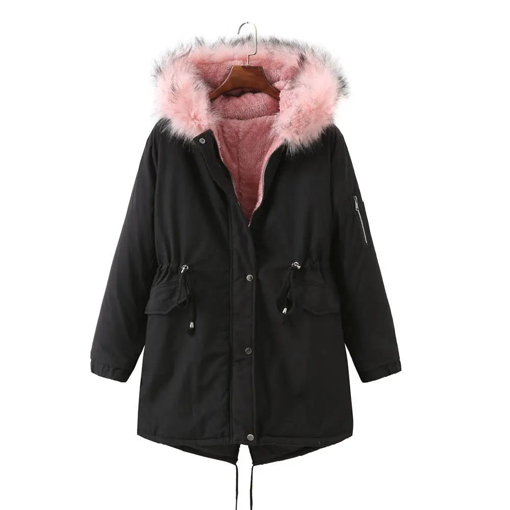 Manteau d'hiver pour femmes avec garniture en fausse fourrure