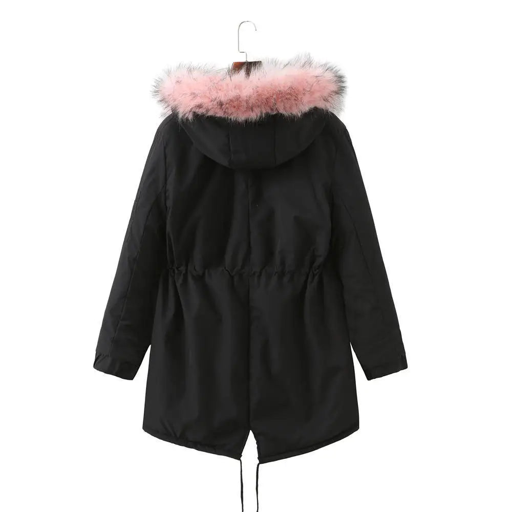 Manteau d'hiver pour femmes avec garniture en fausse fourrure