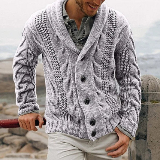 Cardigan tricoté chaud pour homme avec manches longues, parfait pour l’hiver