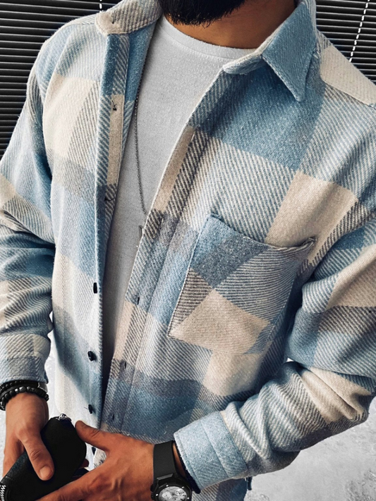  Chemise classique à carreaux pour homme à manches longues, parfaite pour l'été et les looks décontractés.
