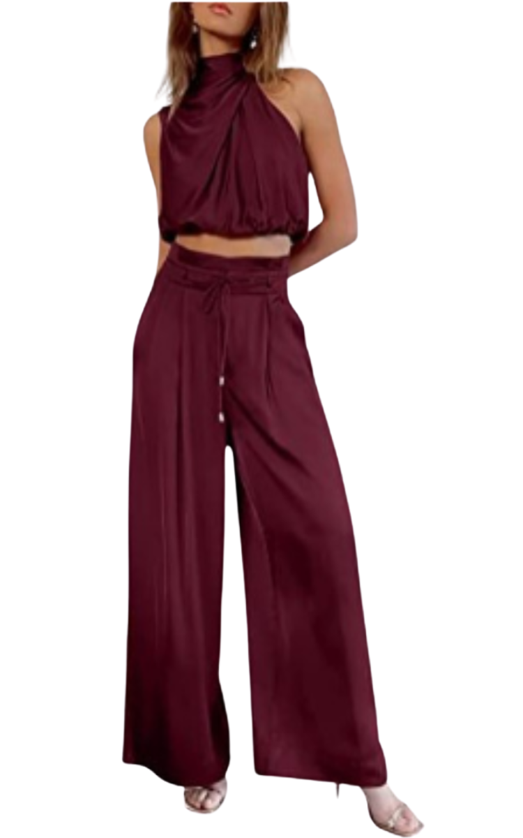 Combinaison élégante pour femme, idéale pour un mariage ou une cérémonie d’été avec coupe fluide et style chic.