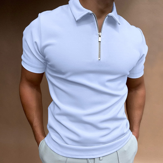 Polo d’été pour homme à demi-fermeture éclair et manches courtes, parfait pour un look moderne et léger.