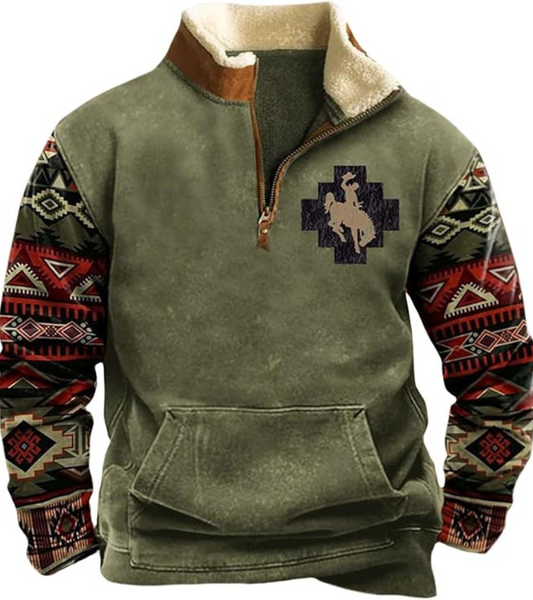 Pull demi-zip vintage chaud pour homme, idéal pour les journées froides