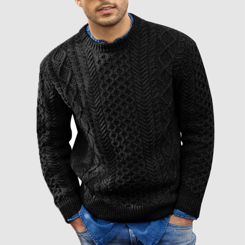 Pull en maille chaud pour homme à col rond, parfait pour l’hiver et les journées froides