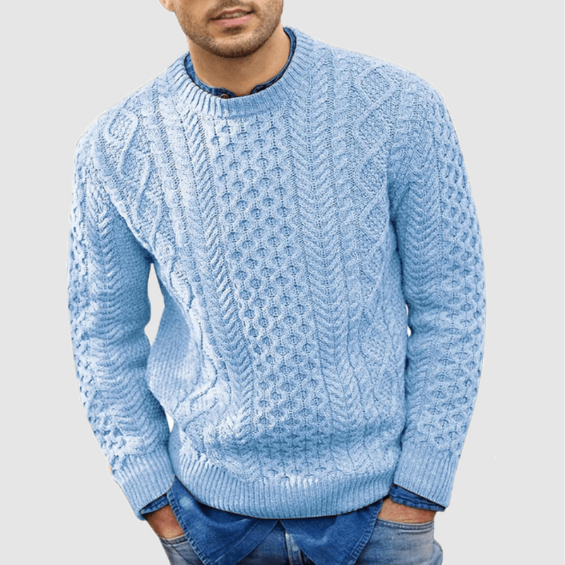 Pull en maille chaud pour homme à col rond, parfait pour l’hiver et les journées froides