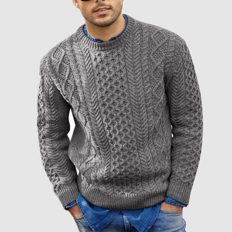 Pull en maille chaud pour homme à col rond, parfait pour l’hiver et les journées froides