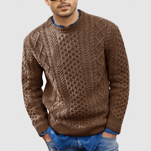 Pull en maille chaud pour homme à col rond, parfait pour l’hiver et les journées froides