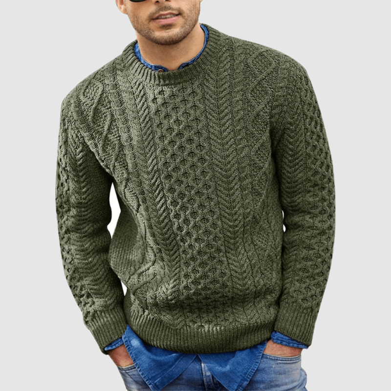 Pull en maille chaud pour homme à col rond, parfait pour l’hiver et les journées froides