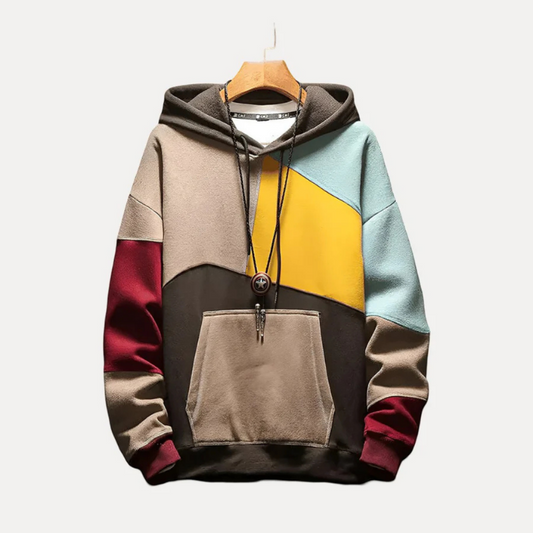 Sweat chaud à capuche pour homme avec design coloré, idéal pour les journées froides